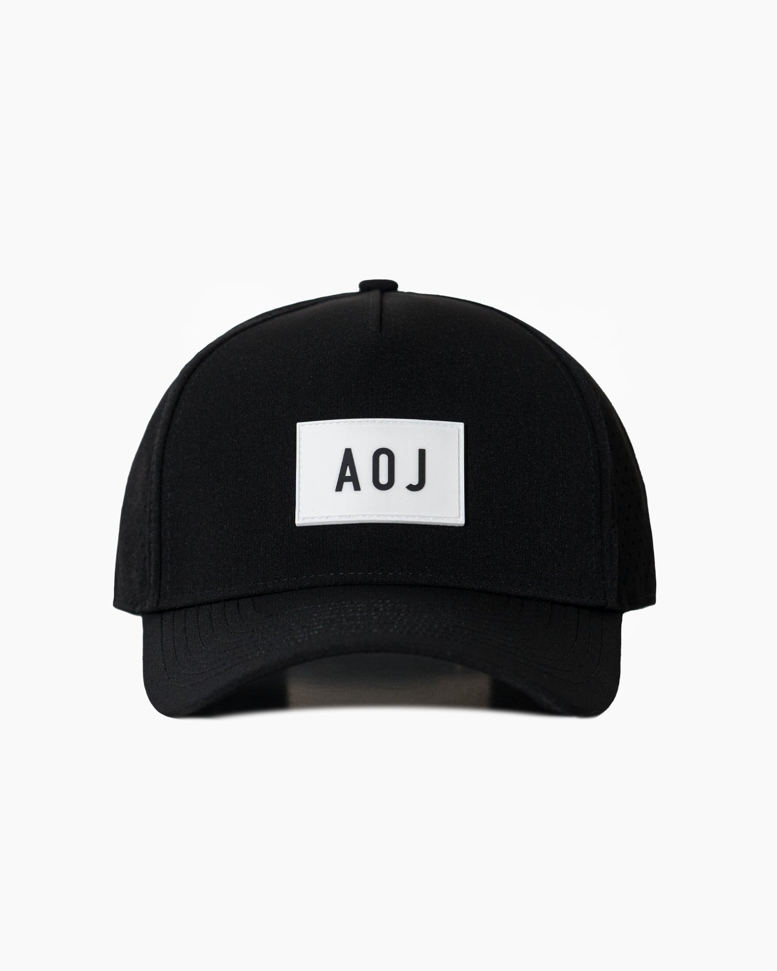 White AOJ Rubber Label Hat